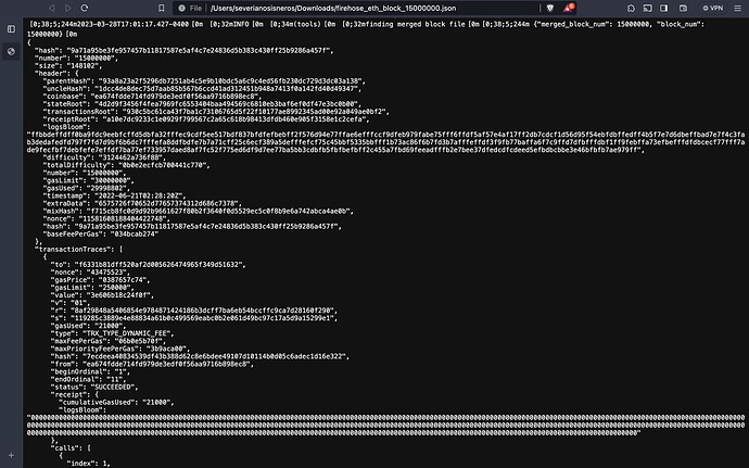 Figure 3: Decoded Blockchain Data from Flat File for Block 15,000,000